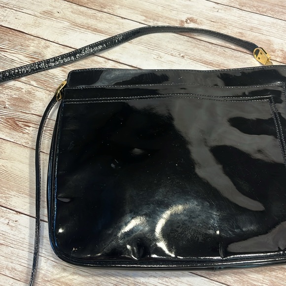 Ferragamo Salvatore Ferragamo Black Patent Leather Mini Shoulder Bag Clutch - Picture 14 of 16